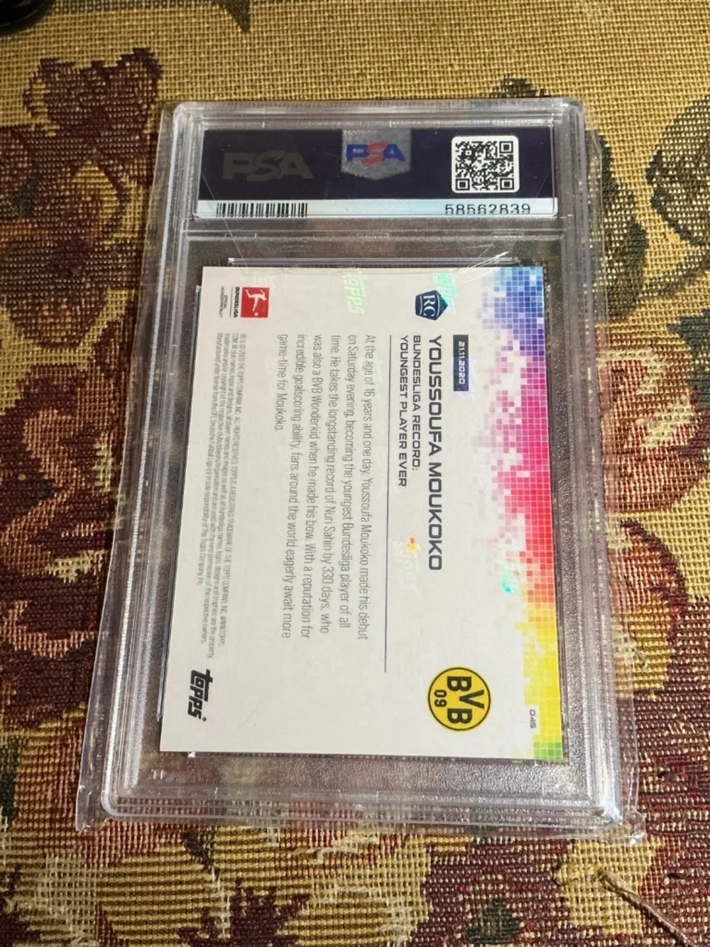 2020-21 Topps Now Bundesliga Youssoufa Moukoko 045 rookie card graded PSA 10